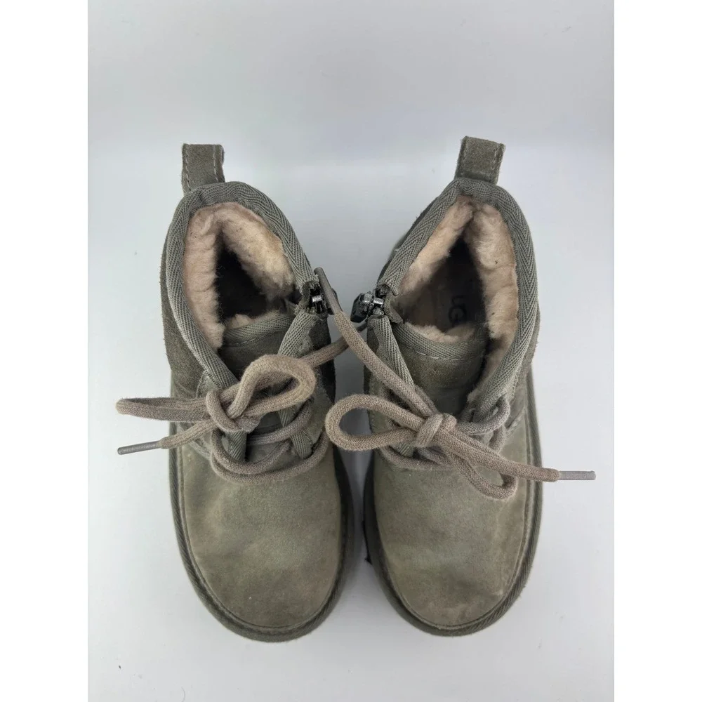 UGG Kids Neumel II Grey Suede Lace Up Zip Chukka Boots Size 11 1017320K